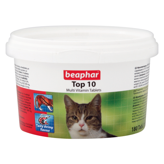 Beaphar Top 10 Multivitamin Tablets for Cats 117g